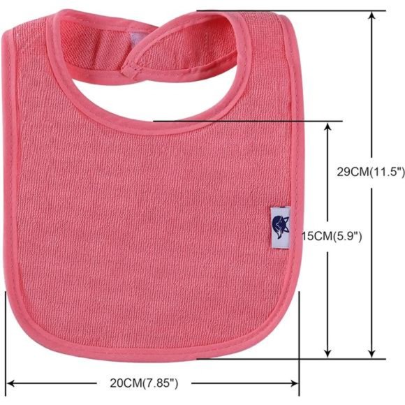 12 Pack Terry Drool Cotton Bibs, Unisex Baby Bibs with Fiber Filling Waterproof - Picture 3 of 7
